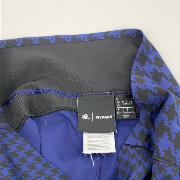 Adidas x Ivy Park colorblock compression leggings blue black mesh houndstooth L - Picture 7 of 7